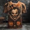 2026 Halloween Men's Optical Illusion Creepy Clown T Shirt Short Sleeve 3D Print Crew Neck