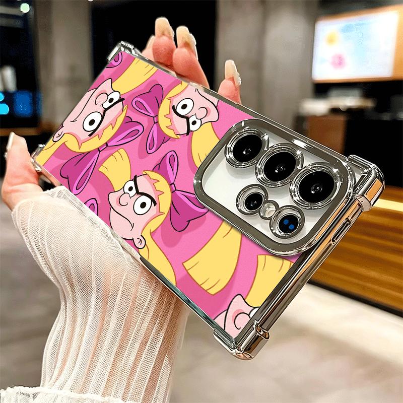 Cartoon Hey Arnold Helga Galvanisiert Handyhülle Für Samsung Galaxy S24 S25 FE S26 Edge S23 Ultra S22 S21 Plus S20 Anti-Fall Airbag