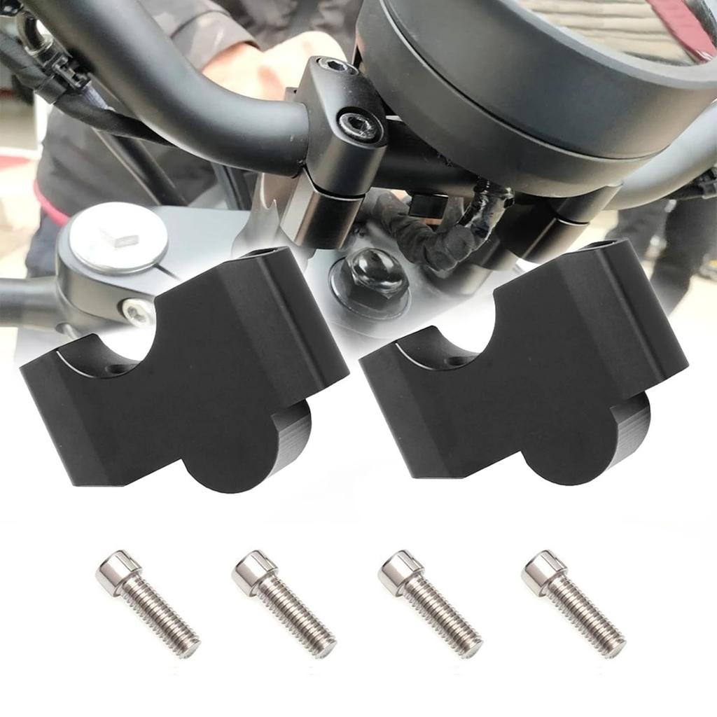 Set of 2 Black Aluminum Handlebar Risers for Honda Rebel and 1100 35mm 16mm Includes Upper Holder and Setback Customizable for Rebel 250, 500,