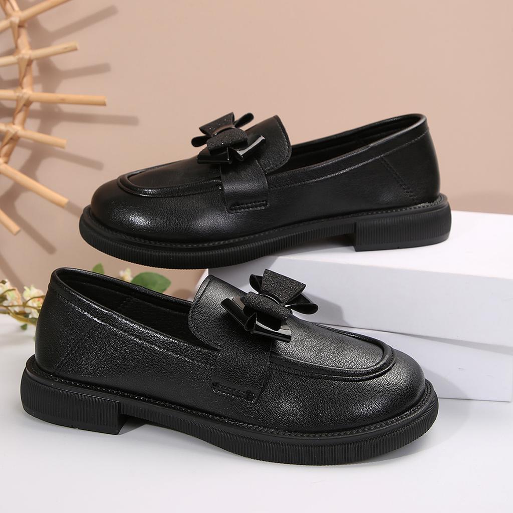 Fashion Bowknot Slip On Loafers for Women 2025 Summer Solid Color Patent Leather Shoes Woman Comfort Soft Sole Platform Loafers