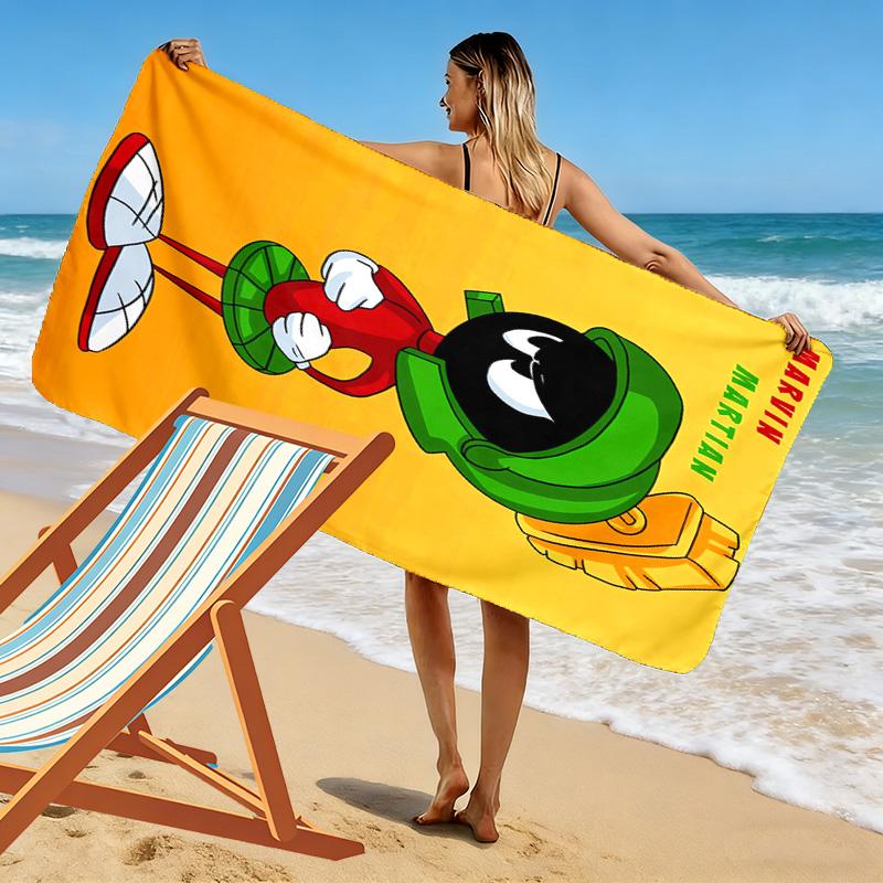 Martian Mayhem: Green Invasion beach towel beach Beach towel for vacation photos Absorbent bath towel quick-drying swim towel swim Fashion