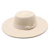 New simple solid color wool.cm brim men's and women's autumn and winter warm outdoor oval ring top hat