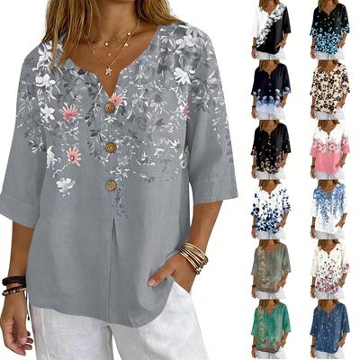 Camicie da donna Casual Eleganti T-shirt Manica 3/4 Top a Tunica Magliette Base Pullover Camicette da Lavoro