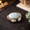 Ru Ware Crab Tea Pet Fortune Blessing Lid Stand Chinese Gongfu Teaware Fine Ceramic Collector Item Desk Ornament