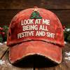 Digital Print Santa Claus Baseball Cap With Distressed Finish Unisex Outdoor Sun Hat Christmas Holiday Travel Beach Cycling