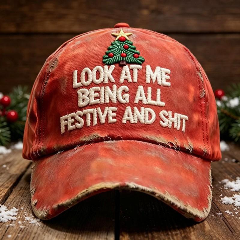 Digital Print Santa Claus Baseball Cap With Distressed Finish Unisex Outdoor Sun Hat Christmas Holiday Travel Beach Cycling
