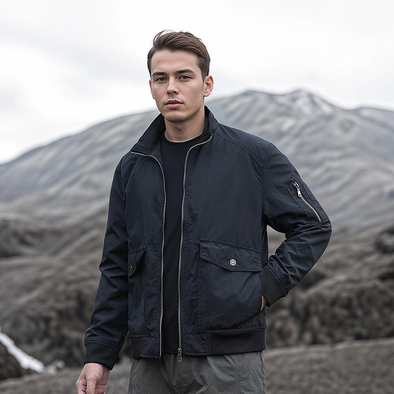 Giacca Primavera e Autunno, Giacca Casual, Abbigliamento da Lavoro Outdoor, Giacca da Aviatore, Top da Uomo Largo con Collo Alto