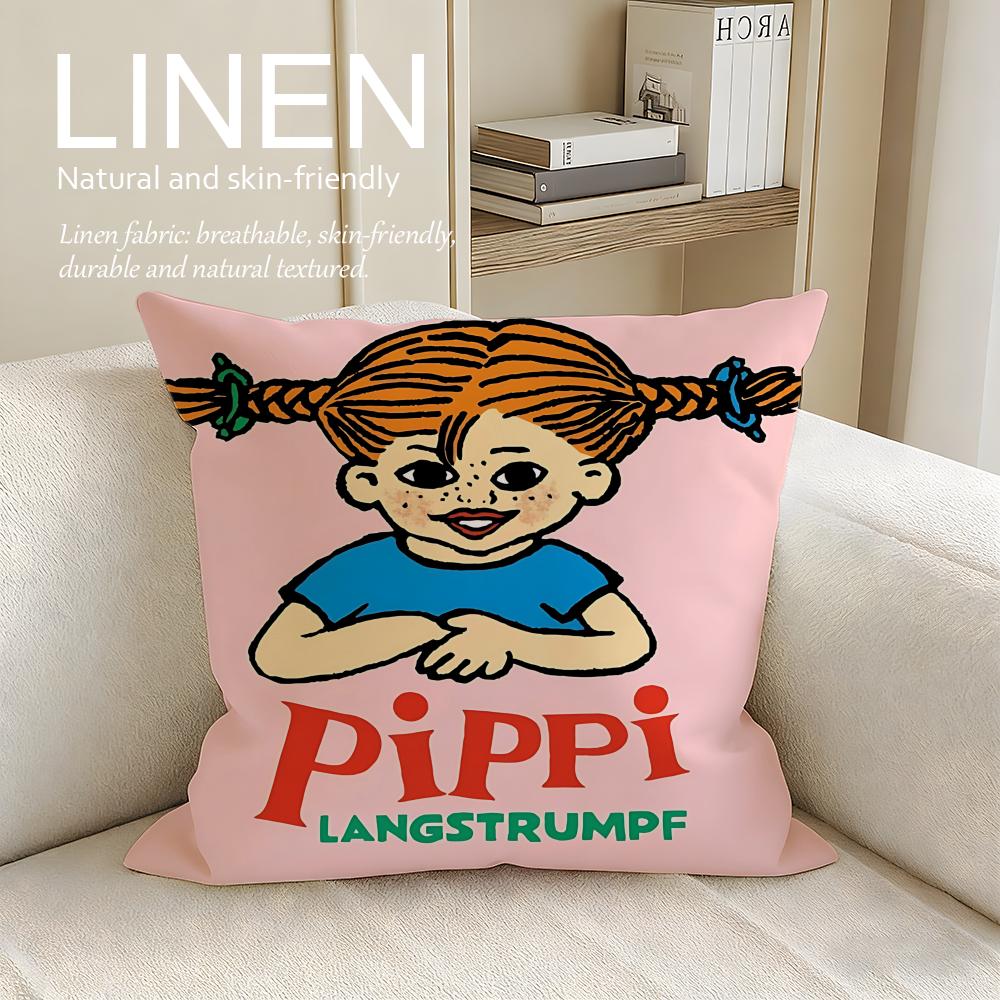 Classic Pippi Longstocking Cushion Cover Pillowcase Set Pcs x x Breathable Washable Sofa Cushion Cover