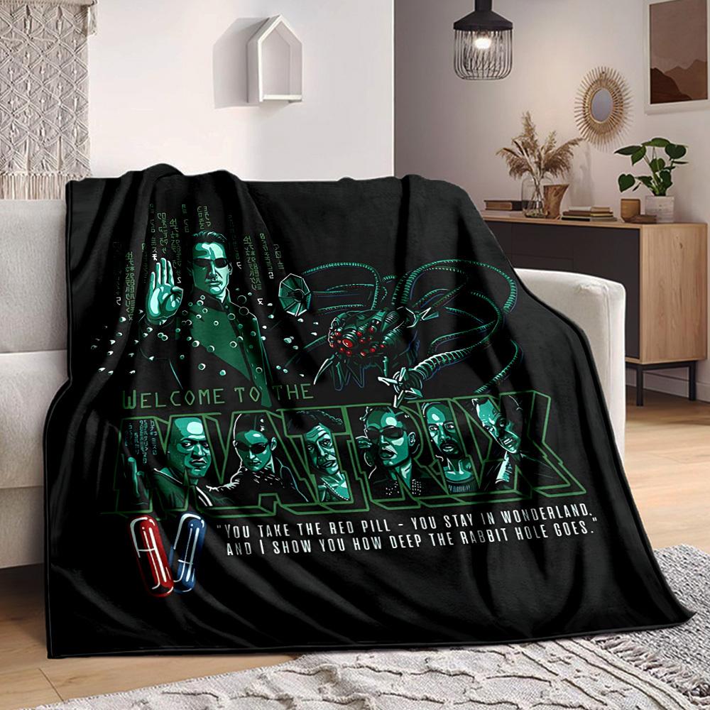 1 Stück Matrix Flanell-Kuscheldecke - HD-Druck Leicht Weich Warm Ganzjahresdecke für Sofa, Bett, Reisen, Camping 001