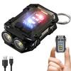 8 Modes Waterproof Mini Keychain Flashlight Magnet USB C Rechargeable EDC 800 High Lumens LED&COB Portable Clip On Flashlights