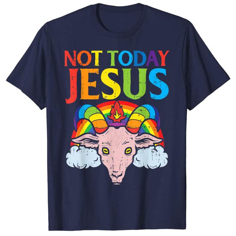

Сьогодні Не Ісус Сатана Козел Сатаністська Веселка Сатанізм Подарунок Футболка Графічна Футболка Y2k Топи Естетичний Одяг ЛГБТ Короткий Рукав Комплект 4XL