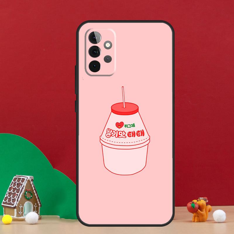 Kawaii Strawberry Milk Case For Samsung Galaxy A56 A33 A13 A36 A23 A52 A32 A12 A54 A34 A14 A16 A53 A15 A35 A55 A17