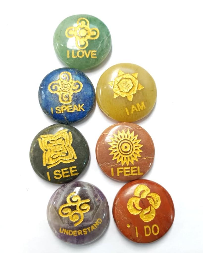 Jet I FEEL I SEE Chakra Stone Set - Natural Jet Agate Round Crystals for Chakra Balancing, Meditation, Healing, and Spiritual Wellness
