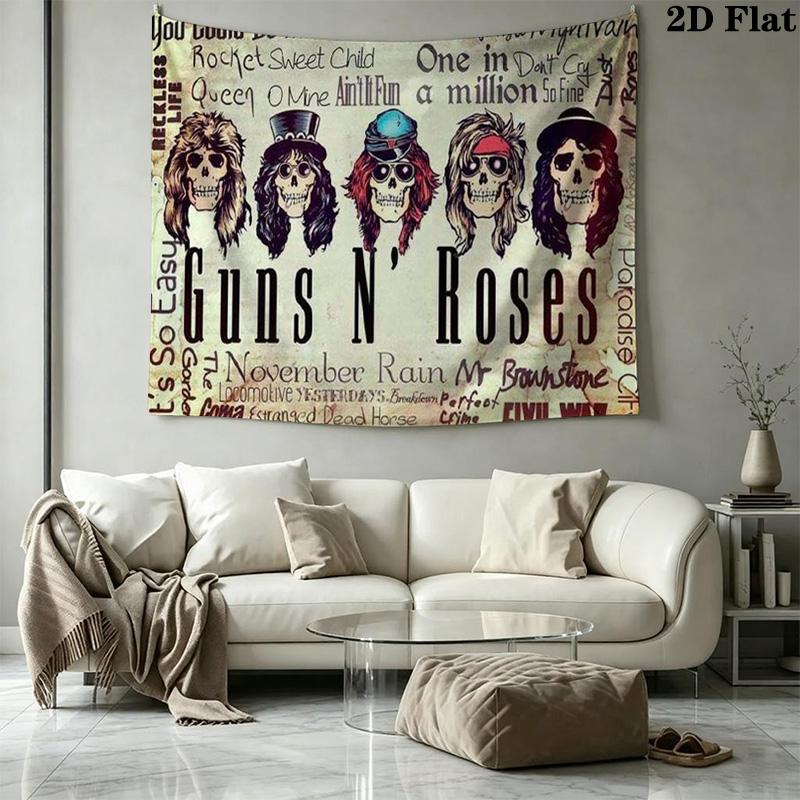 guns n roses Wall Tapestry Aesthetic Wall Hanging Printed Fabric Blanket Decorative Tapestries for Bedroom Living Room Home Decor