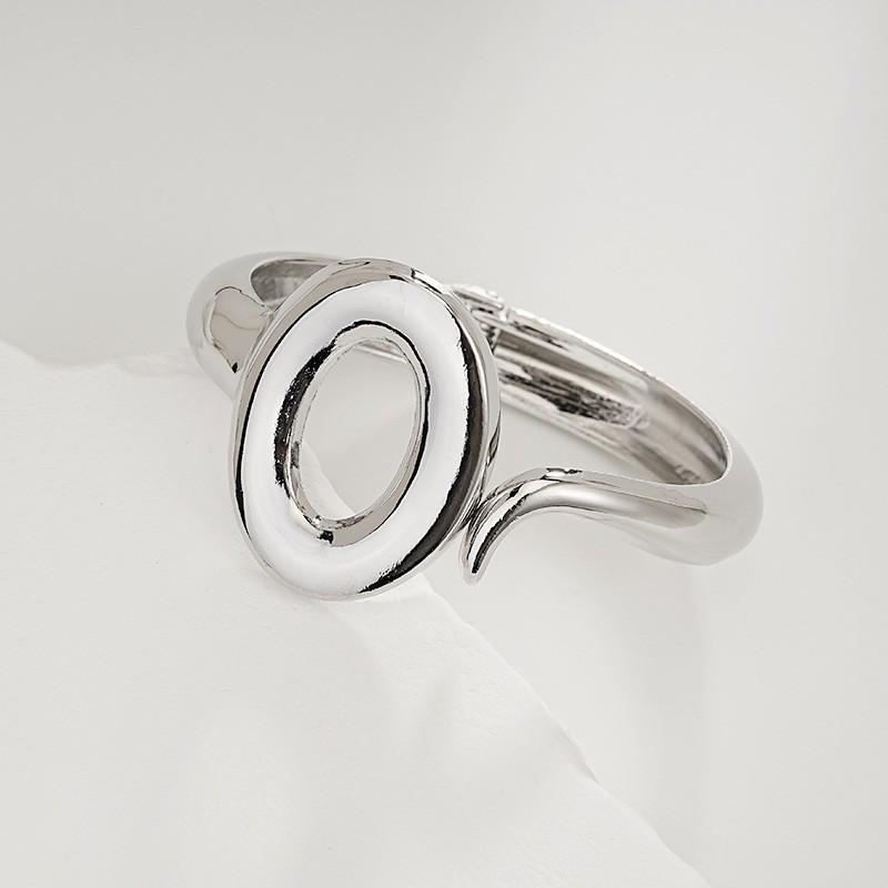 Interlocking Ring Open Bangle - European & American Light Luxury Design for Women