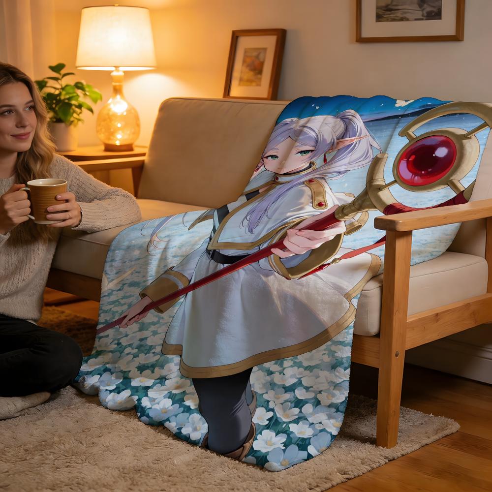 Throw High-Density Short Plush Blanket For Sofa Nap Air-Conditioned Room Soft Skin-Friendly Frieren Beyond Journey's End