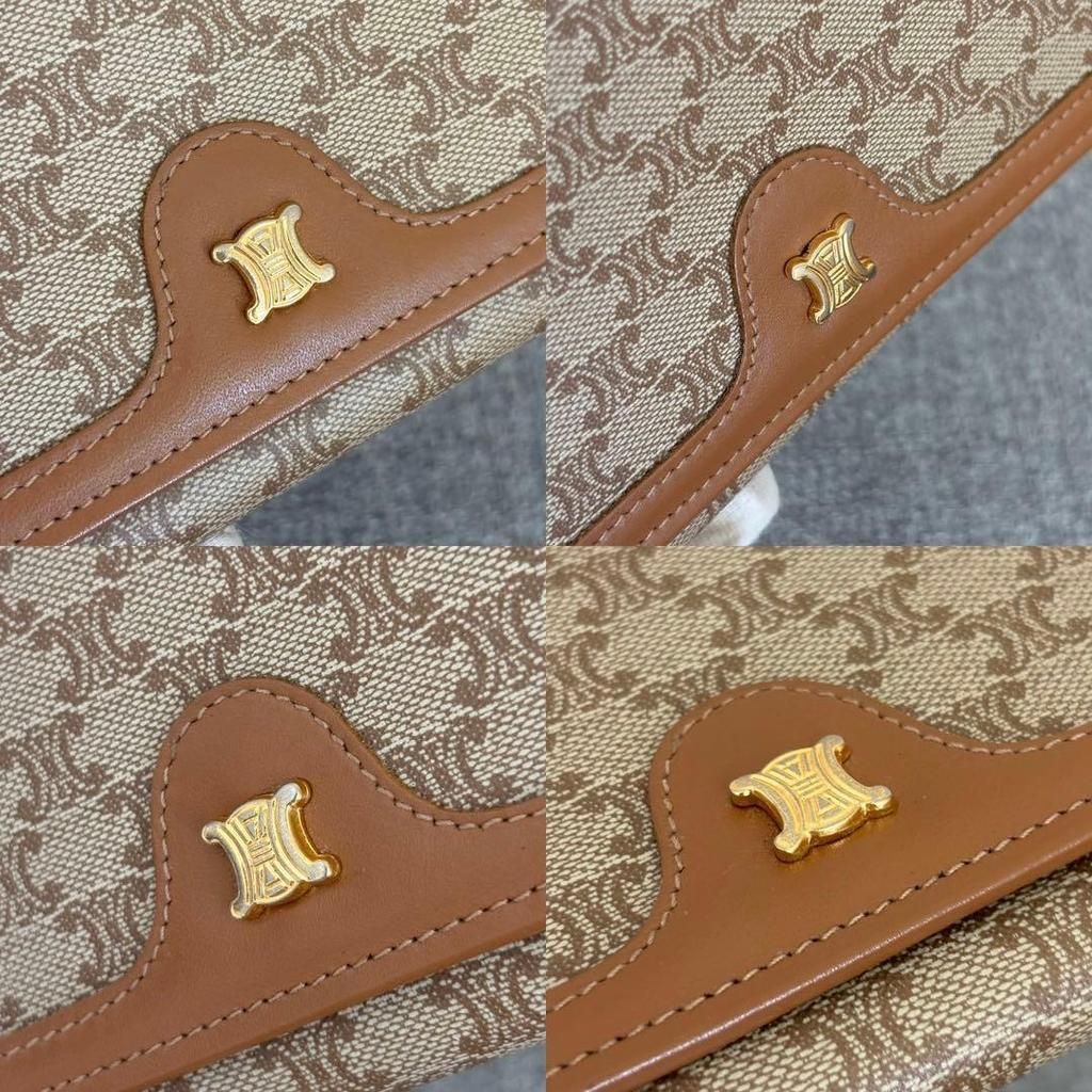 Used Celine Macadam Pattern Long Wallet Bifold Wallet Beige cw520