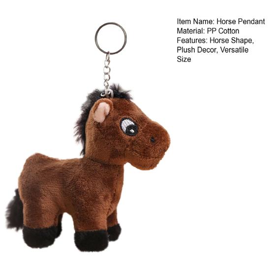 Cute Cartoon Plush Horse Doll Keychain Miniature Stuffed Animal Keyring Bag Pendant Stress Relief Toy