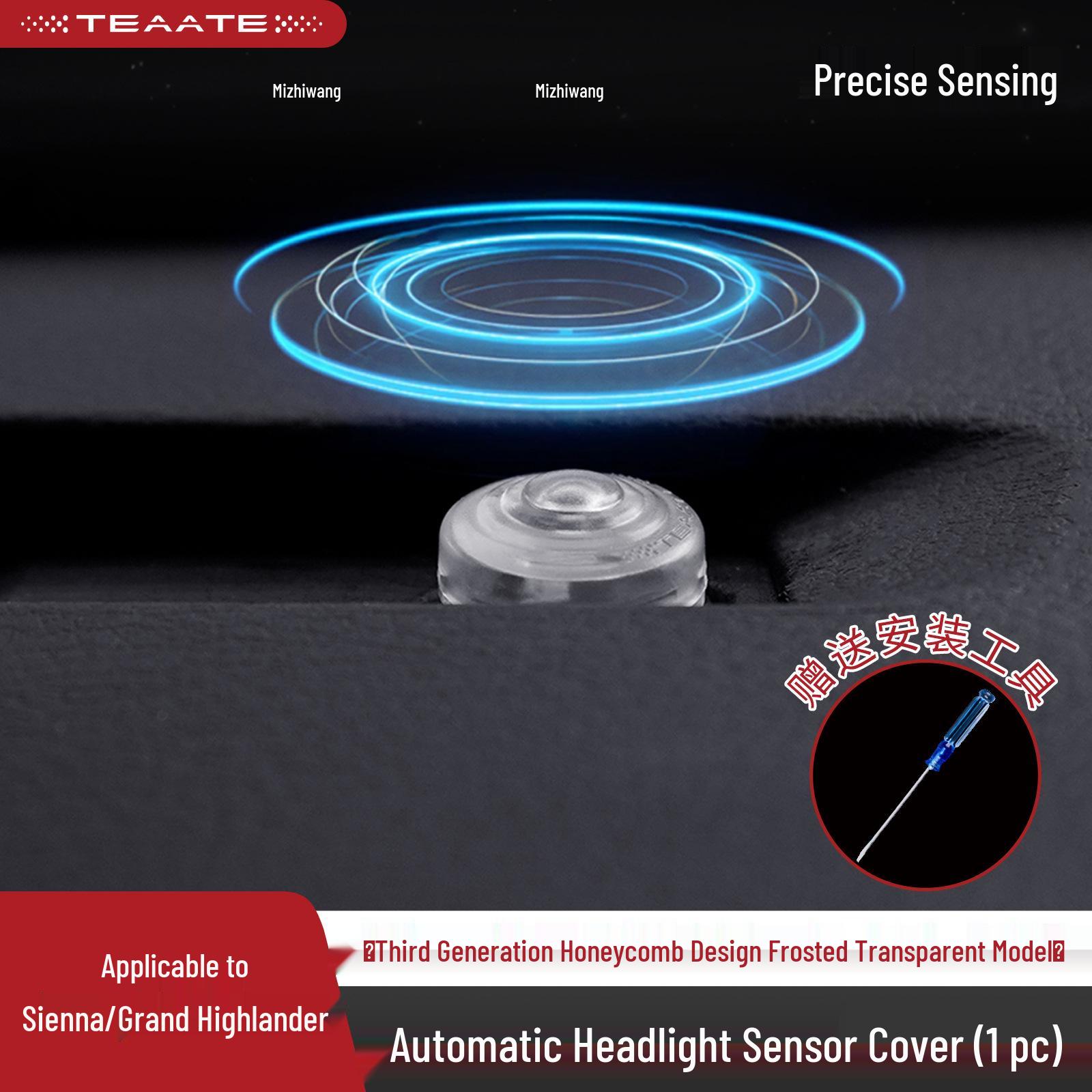 Sienna Granvia 3rd Gen Matte Transparent Headlight Sensor Cover with Honeycomb Design
