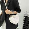 Solid Shoulder Crossbody Bag PU Leather Heart Shape Handbag for Daily Activity