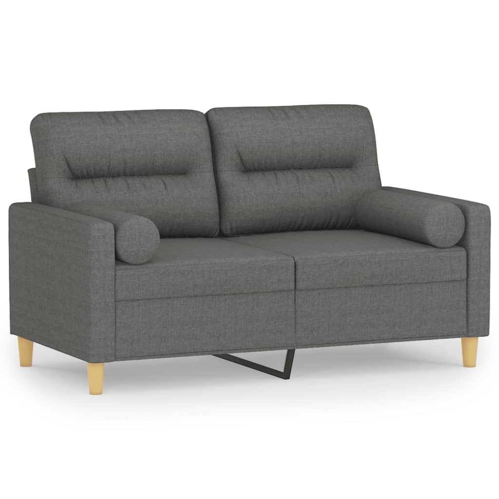 Vidaxl 2-Osobowa Sofa Z Poduszkami, Ciemnoszara, 120 Cm, Tkanina