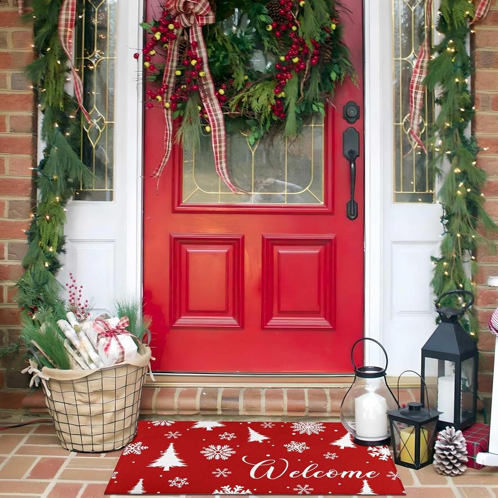 VIAMA Christmas Tree Welcome Doormat Kitchen Laundry Floor Mats Indoor Outdoor Entrance Rugs Festive Home Decoration