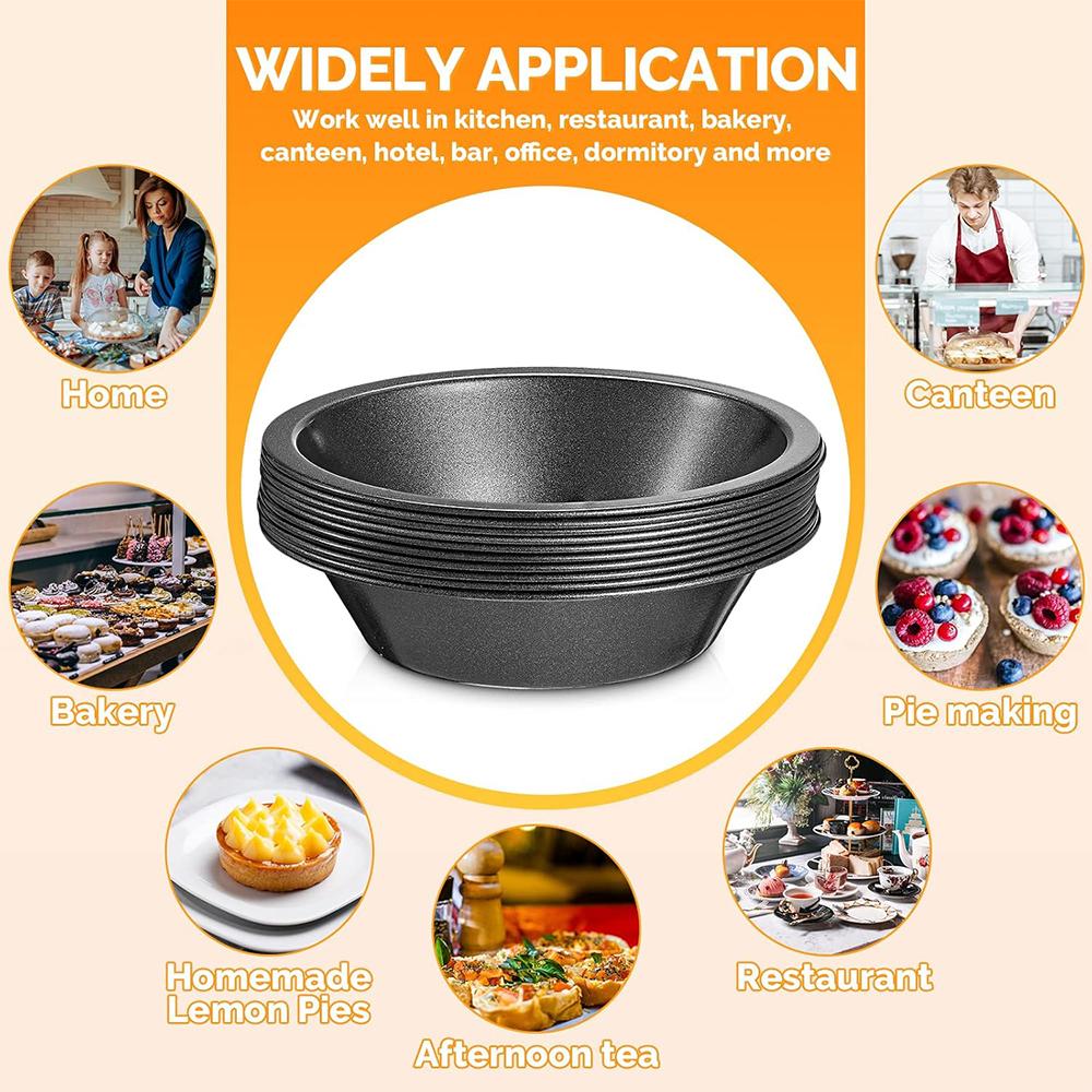 LMETJMA Mini Pie Pans Carbon Steel Pie Pans Nonstick Small Pie Tins Round Bread and Meat Pie Tins for Cake Bread Dessert