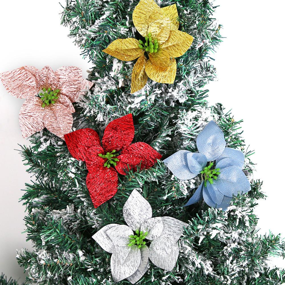 Elegant 16cm Assorted Colors Plastic Christmas Flower For Stylish Holiday Decor And Parties
