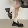 Black Platform Thick Heel French Mary Jane Shoes Women'S Summer Skirt Retro British Style Small Leather Shoes
