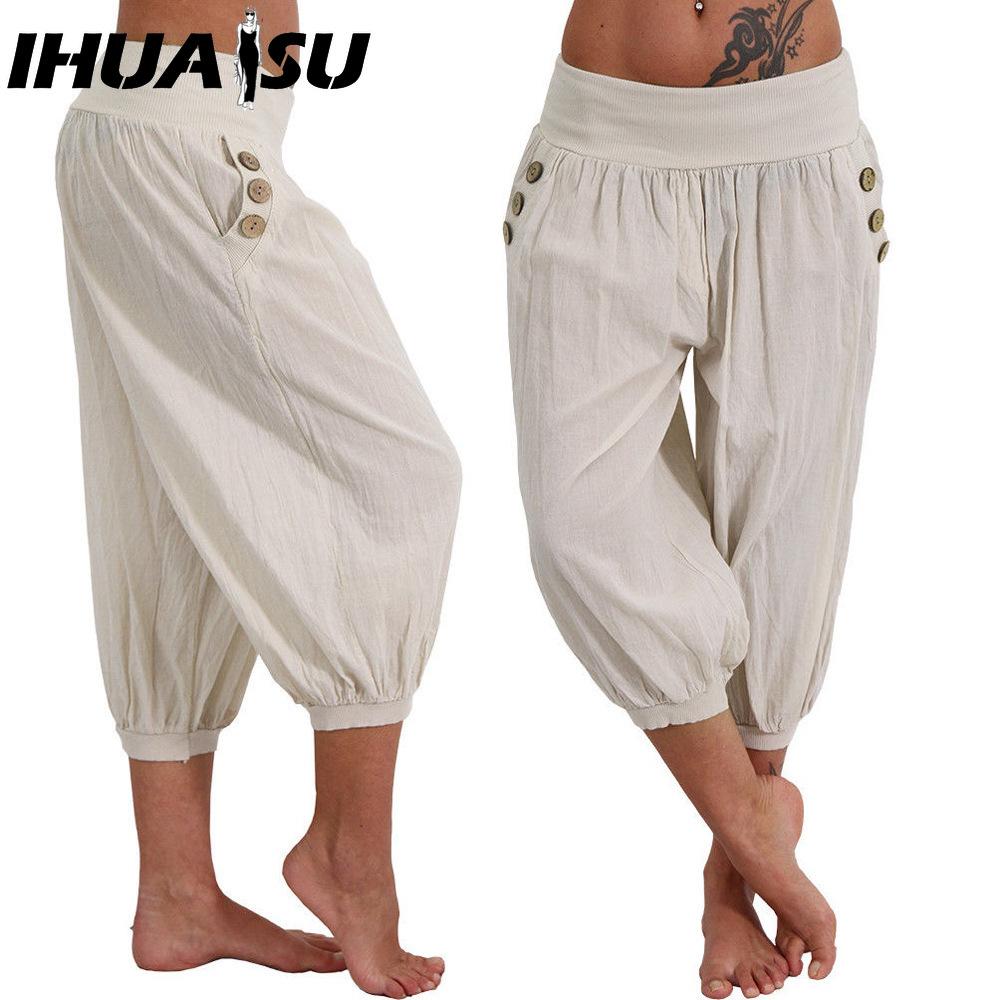

IHUASU Летние женские прохладные брюки, повседневные свободные брюки с широкими штанинами больших размеров, удобные брюки для отдыха XXXL белый