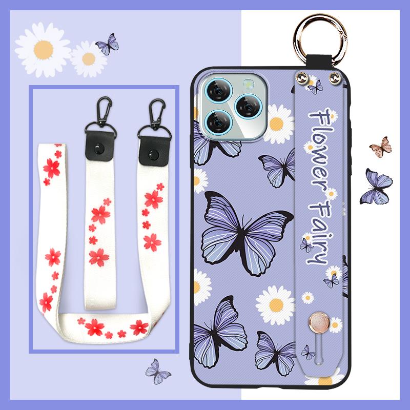 Soft case Oil Painting Phone Case For Blackview A95 Dirt-resistant Anti-dust Anti-knock Lanyard Flower Kickstand Durable