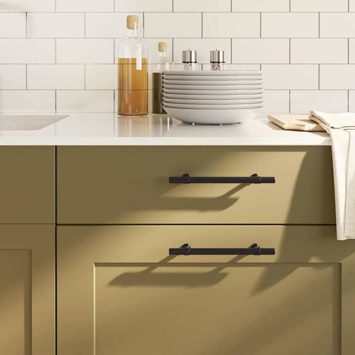VidaXL Poignées d'Armoire 10 pcs, Poignées de Placard, Poignées en Forme de T Cuisine Maison Intérieur, Noir 128 mm Acier 155422