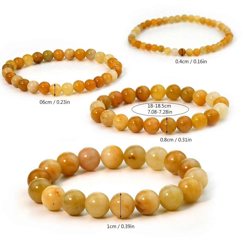 Vintage Gul Stein 4mm 6mm 8mm 10mm Runde Perler Naturstein Armbånd For Kvinner Bøhmisk Ferie Håndlaget Zirkon