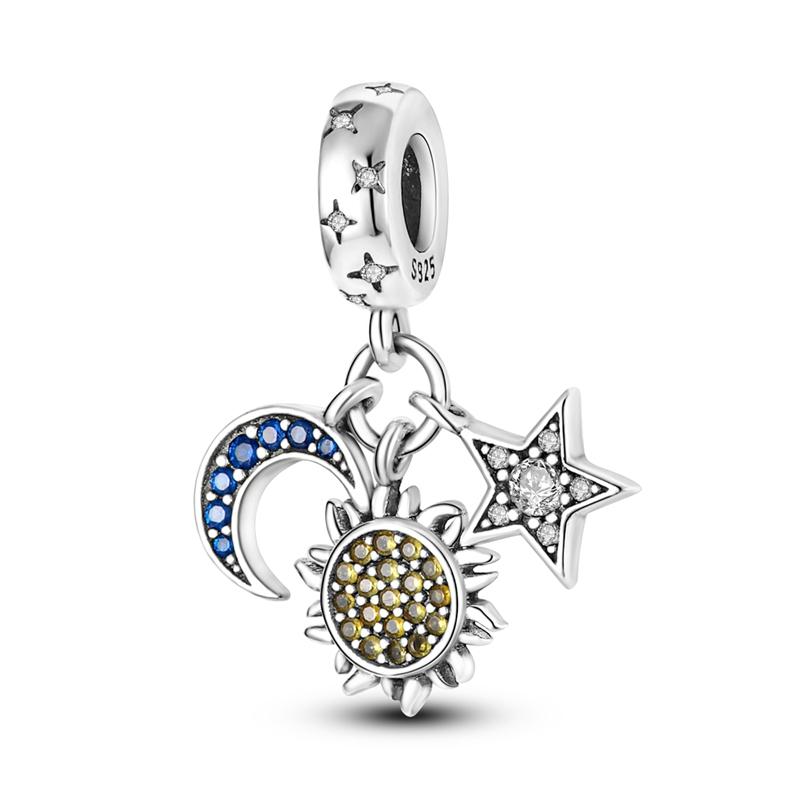 Charms Copper Sparkling Lucky Star Heart Beads Charm Pendent Jewelry Fits Original Bracelet Gift For Women Gift