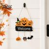 Halloween Ornament for Window Welcome Door Hanging Sign, 3D Layered Pumpkin Skull Spider Plaque, Theme Sign Wooden Front Porch Wall Decor Home
