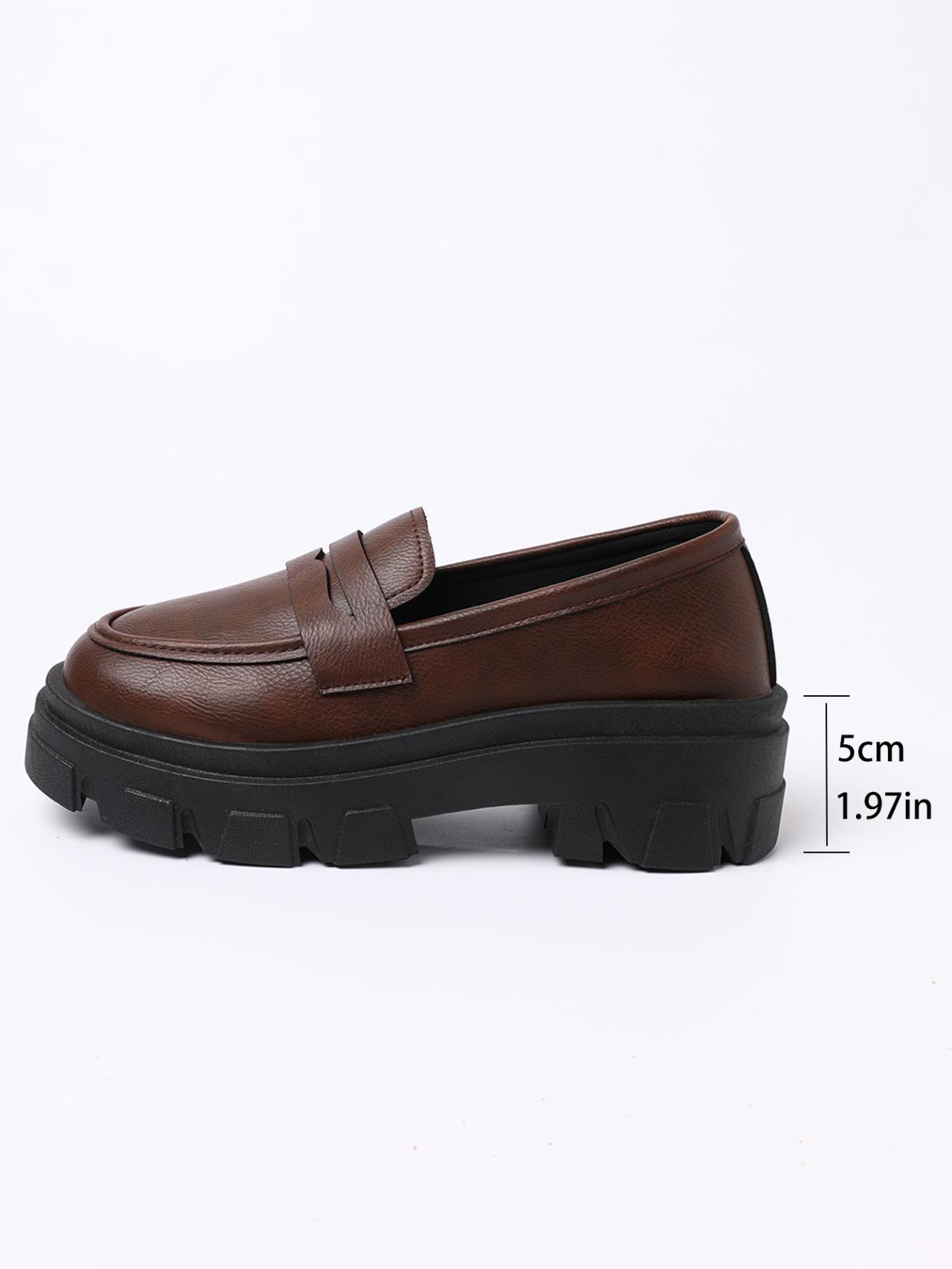 

Толстая подошва 2024 года, осень, новый британский стиль, универсальная ретро-модная женская обувь, большой размер, одинарные туфли на подошве маффин 41 темно-коричневого