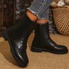 Fashion Women's Shoes British Solid Zip Ankle Boots for Woman Autumn Winter Round Toe Lace-Up Short Boots Women Pu Leather Shoes Zapatos