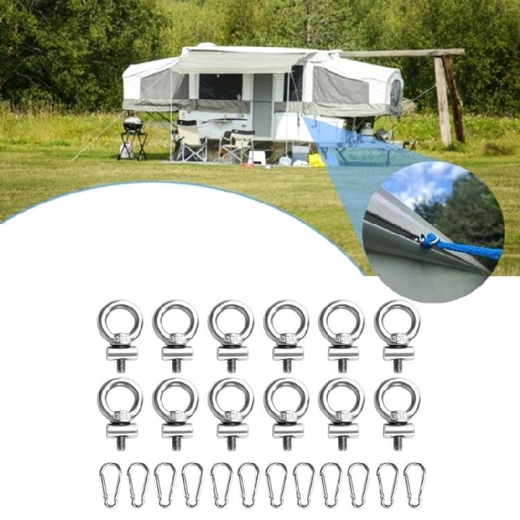 Awning Rail Stoppers 4mm Lifting Eye Nut Fastener Carabiner Hooks for Campers