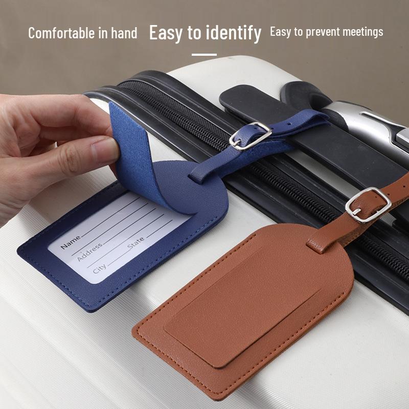 Multicolor PU Leather Luggage Tag - Anti-lost Boarding Info Card for Suitcases