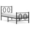 Metal Bed Frame with Headboard and Footboard Black 75 X 190 Cm