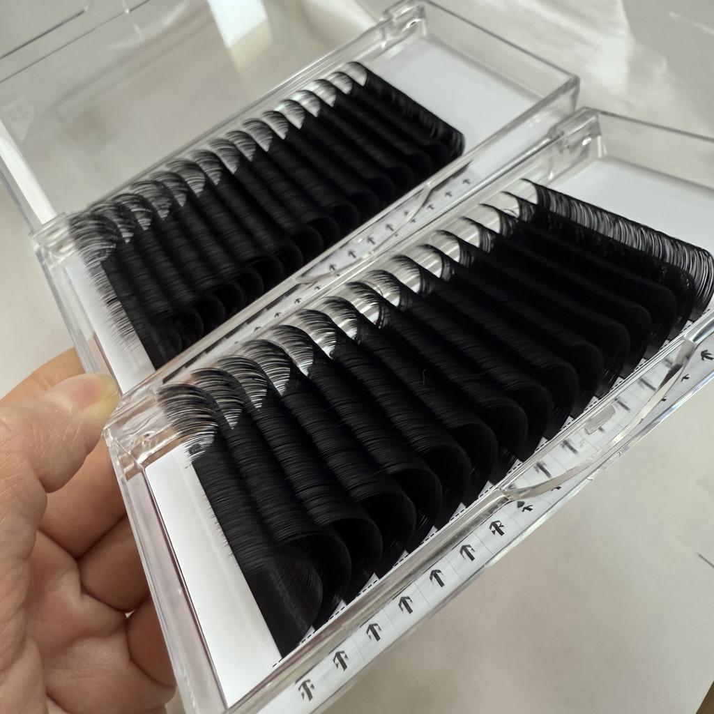 Korean PBT Cashmere Matte Dark Volume Lashes Extension Tray Soft 0.03 0.05 0.07mm J B C CC D DD L Cashmere Eyelash Extensions