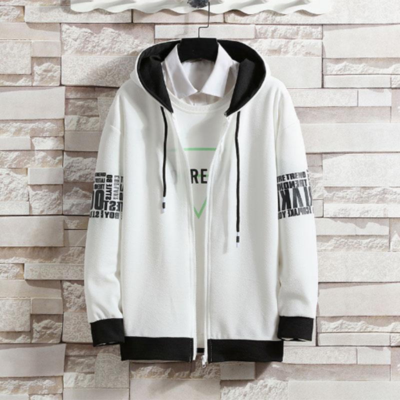 Spring and Autumn Trend Hooded Cardigan Sports Top Trousers Youth Leisure Sports Sweater Student Solid Color Fashion Suit Male