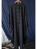 Xi Mo Women's Retro Linen Stand-Collar Cardigan Dress