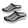Women's Plus Size Slip-On Sneakers - Casual & Lightweight, Black and White Striped Knit Upper with EVA Sole Woman Shoes