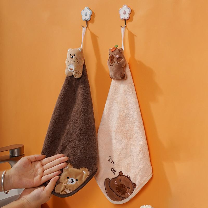 Animal Patterneds Kids Hand Towels Soft Corals Velvets Highly Absorbent Fast Drying For Kitchens And Bathrooms