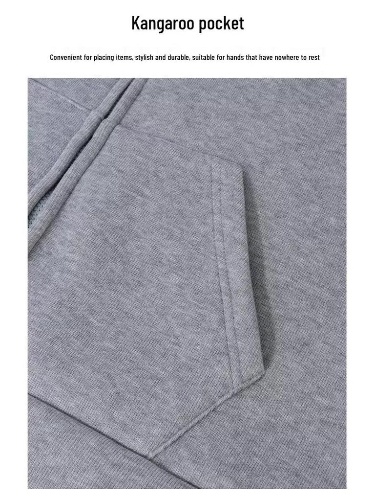 Women's Grey Fur Collar Fleece-Lined Hoodie, Korean Style, Small Size, 2025 Autumn/Winter Collection.