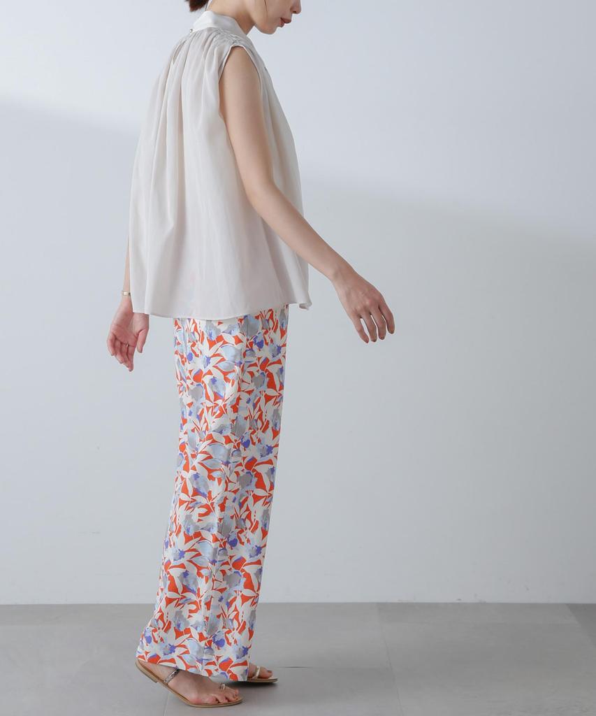 Nano Universe Shoulder Gathered Bowtie Size Blouse, S, Off-White