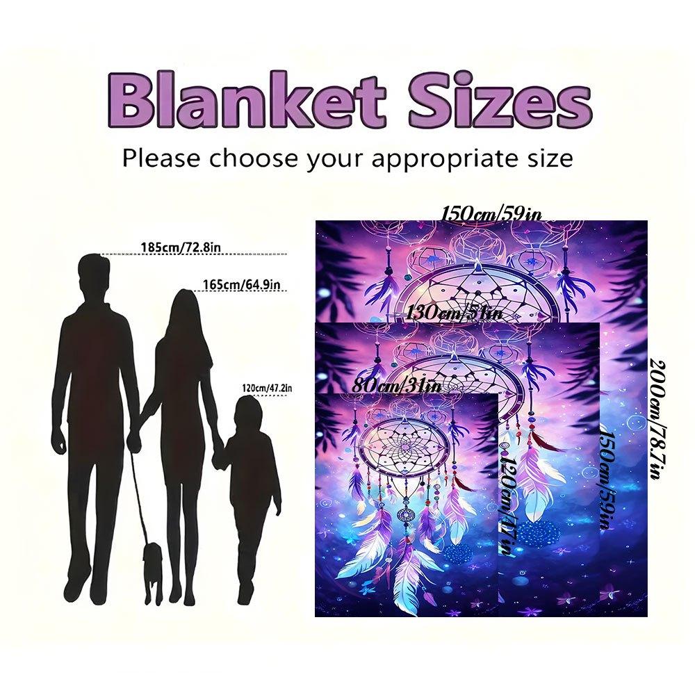 "Colorful Dreamcatcher Wall Art Decor"Blanket Flannel Throw Blanket for Sofa, Bed, Travel, Camping, Office