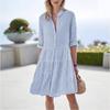 (Werkspunkt) Neuer Europäischer und Amerikanischer Damen-Streifen-Cardigan für Frühling und Herbst, Mehrlagiger Spleiß-Strickmantel mit Langen Ärmeln