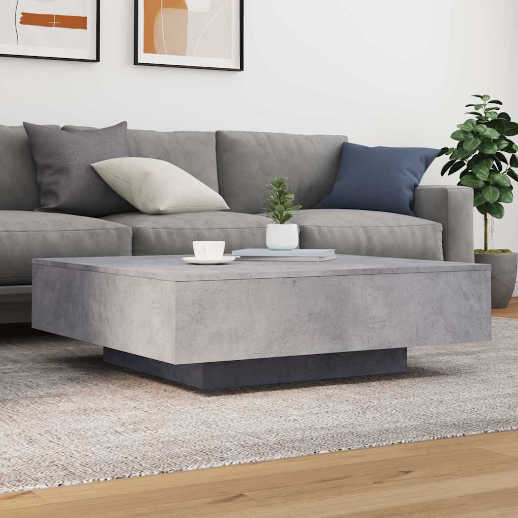 Stolik Kawowy Z Oświetleniem Led, Szarość Betonu, 100X100X31 Cm